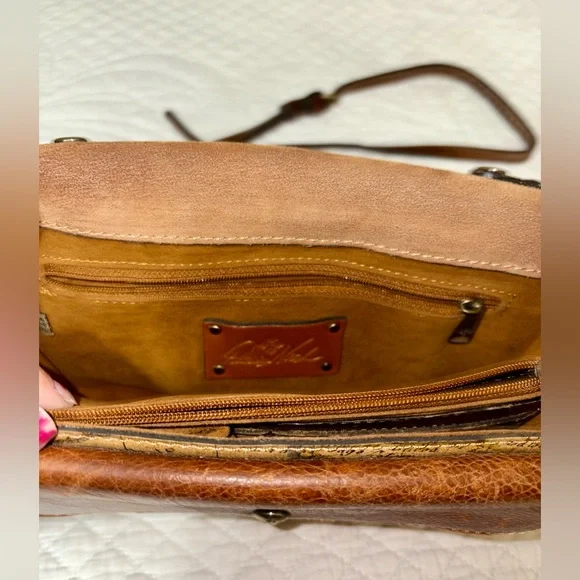 Patricia Nash Vintage Leather European Map Print Crossbody Bag - Picture 6 of 13